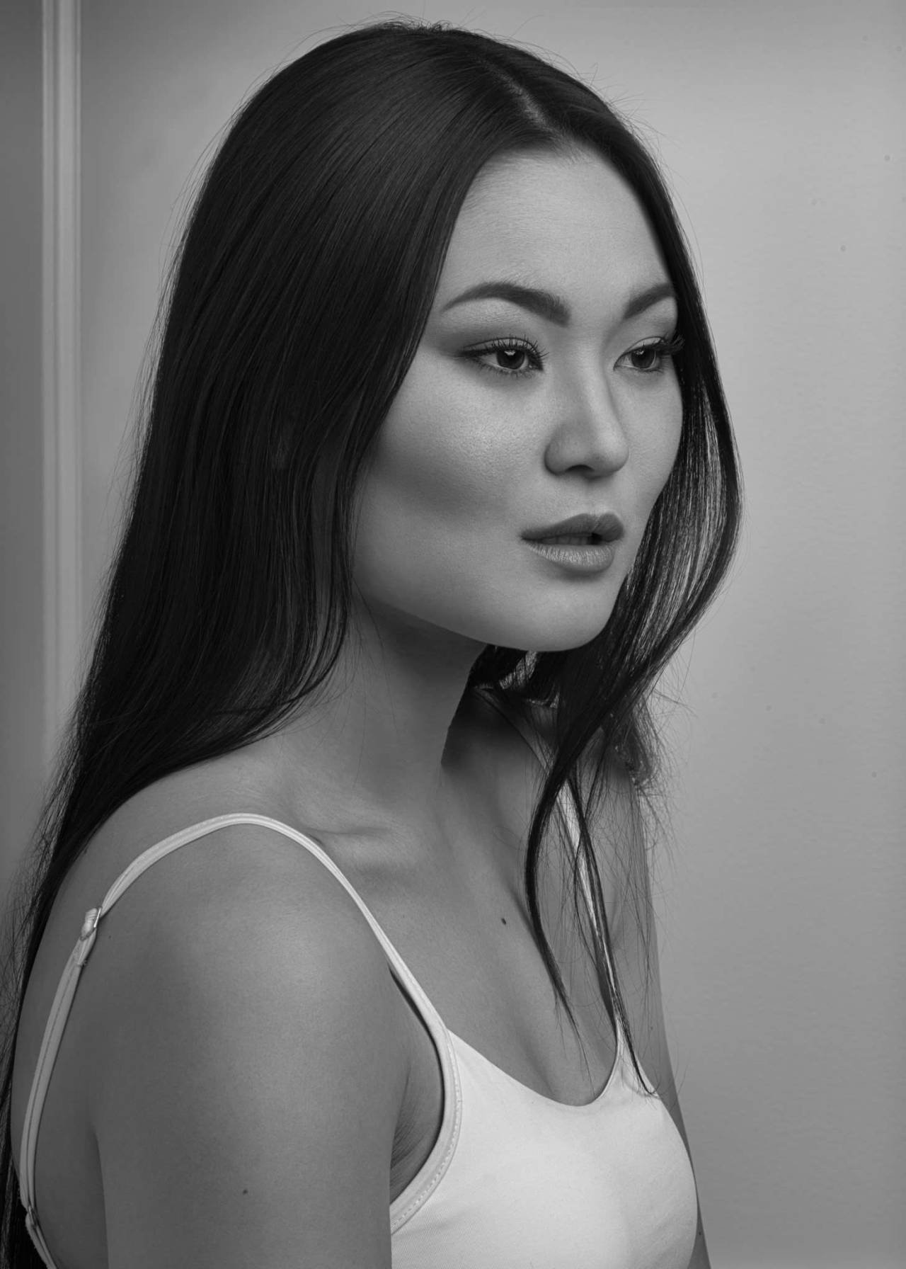 Naturlig beauty look svartvitt